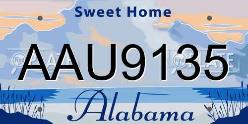 AAU9135 Alabama License Plate