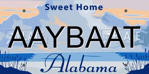 AAYBAAT Alabama License Plate