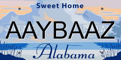AAYBAAZ Alabama License Plate