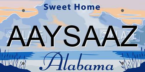 AAYSAAZ Alabama License Plate
