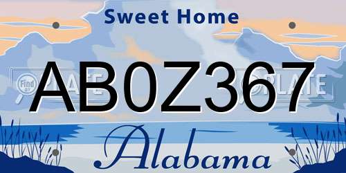 AB0Z367 Alabama License Plate