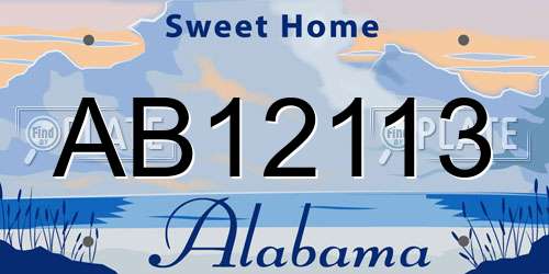AB12113 Alabama License Plate
