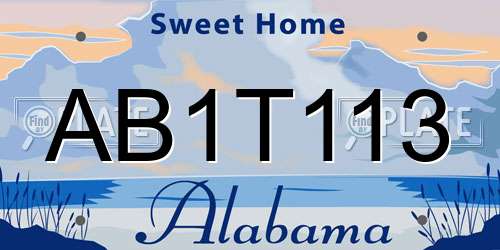 AB1T113 Alabama License Plate