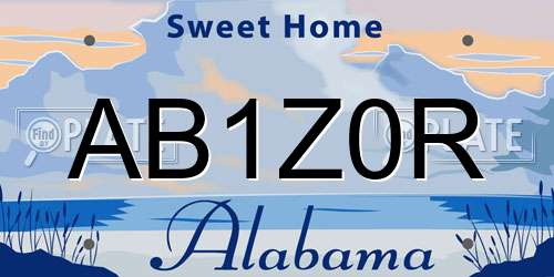 AB1Z0R Alabama License Plate
