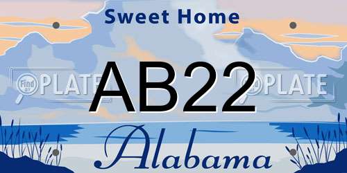 AB22 Alabama License Plate