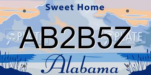AB2B5Z Alabama License Plate