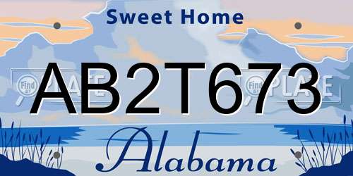 AB2T673 Alabama License Plate