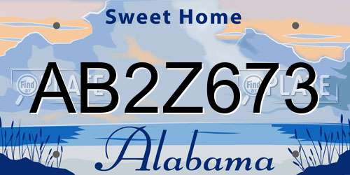 AB2Z673 Alabama License Plate
