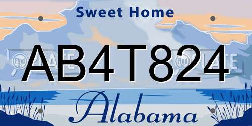 AB4T824 Alabama License Plate