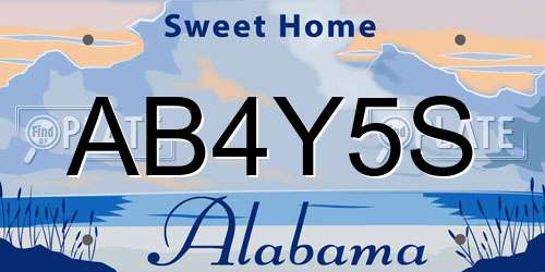 AB4Y5S Alabama License Plate