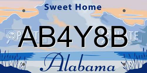 AB4Y8B Alabama License Plate