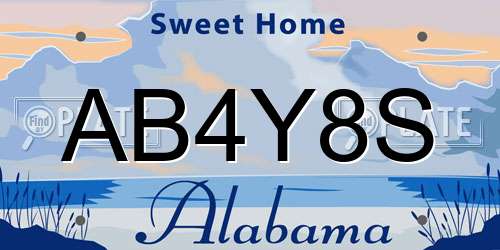 AB4Y8S Alabama License Plate