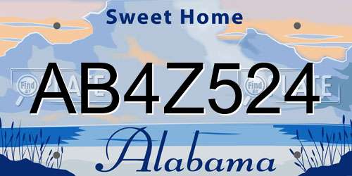 AB4Z524 Alabama License Plate