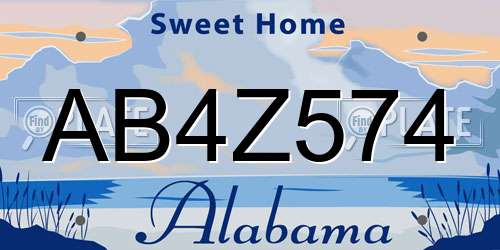 AB4Z574 Alabama License Plate