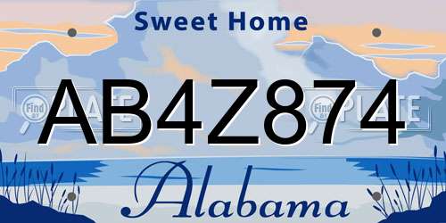 AB4Z874 Alabama License Plate