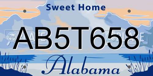 AB5T658 Alabama License Plate