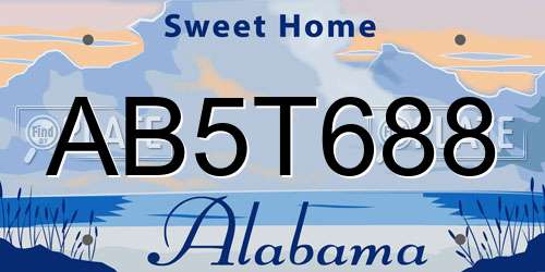 AB5T688 Alabama License Plate