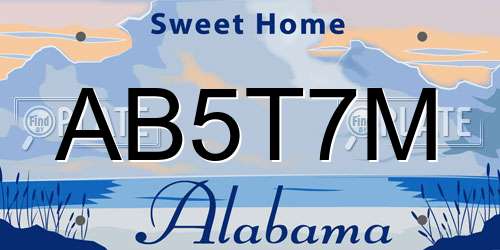 AB5T7M Alabama License Plate