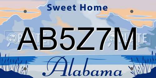 AB5Z7M Alabama License Plate