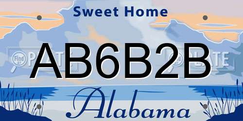 AB6B2B Alabama License Plate