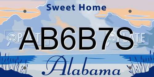 AB6B7S Alabama License Plate