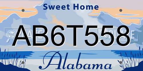 AB6T558 Alabama License Plate