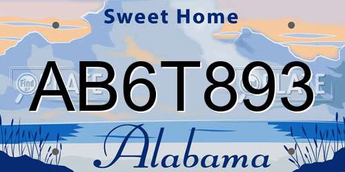 AB6T893 Alabama License Plate