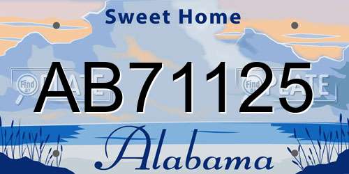 AB71125 Alabama License Plate