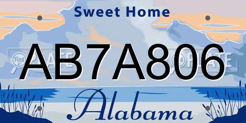 AB7A806 Alabama License Plate