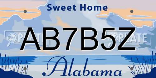 AB7B5Z Alabama License Plate