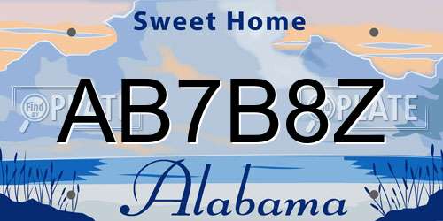 AB7B8Z Alabama License Plate
