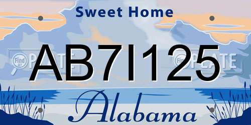 AB7I125 Alabama License Plate