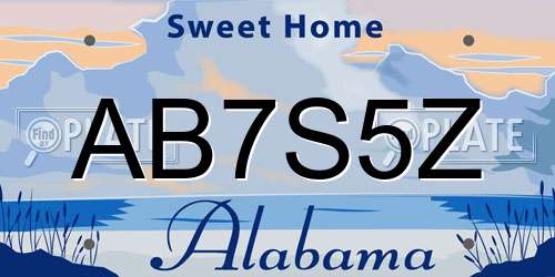 AB7S5Z Alabama License Plate