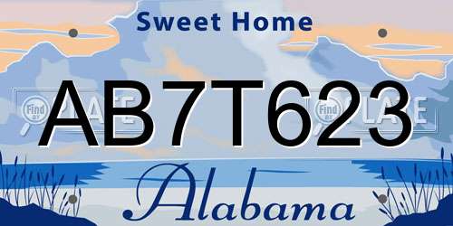 AB7T623 Alabama License Plate