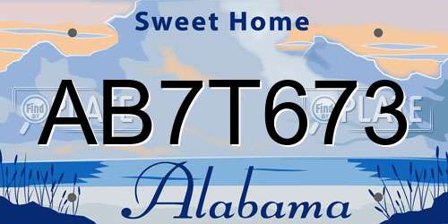 AB7T673 Alabama License Plate