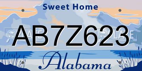 AB7Z623 Alabama License Plate