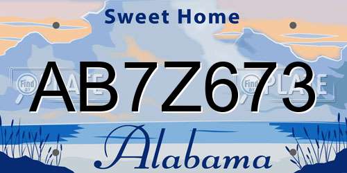 AB7Z673 Alabama License Plate