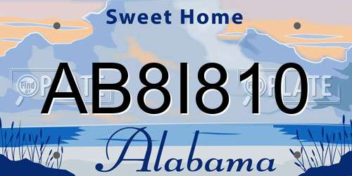 AB8I810 Alabama License Plate
