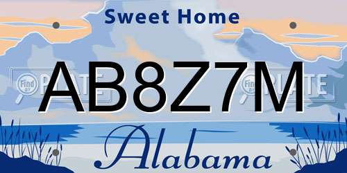 AB8Z7M Alabama License Plate