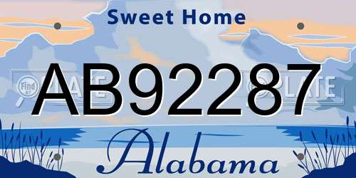 AB92287 Alabama License Plate
