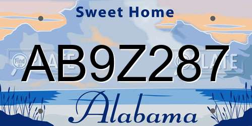AB9Z287 Alabama License Plate