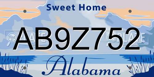 AB9Z752 Alabama License Plate