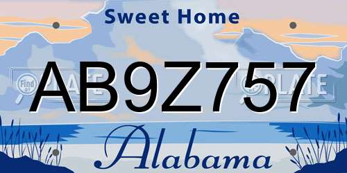 AB9Z757 Alabama License Plate