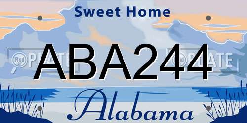 ABA244 Alabama License Plate