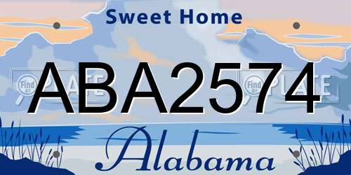 ABA2574 Alabama License Plate