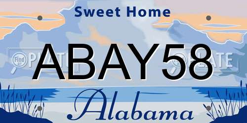 ABAY58 Alabama License Plate