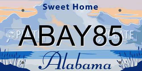 ABAY85 Alabama License Plate