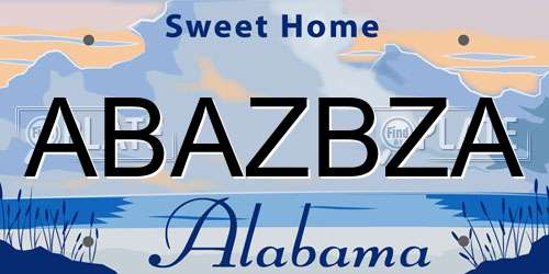 ABAZBZA Alabama License Plate