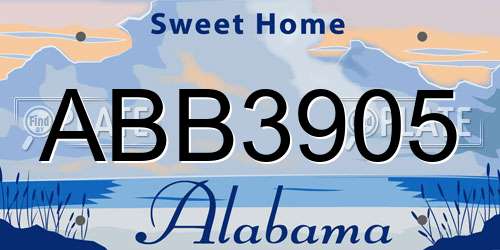 ABB3905 Alabama License Plate