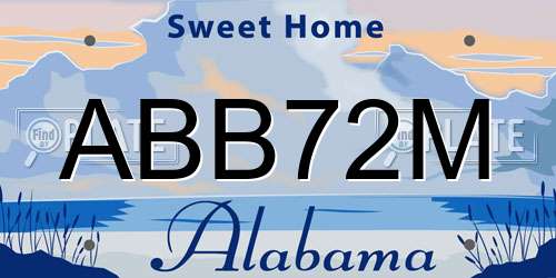 ABB72M Alabama License Plate